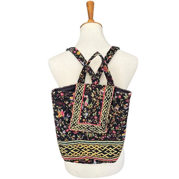 Vera Bradley Quilted Floral Backpack Ming 2001 Retired Pattern Toggle Tote - Picture 1 of 16